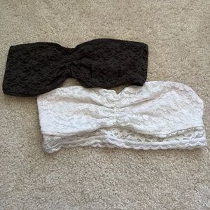 Lace Bandeau Bralettes - Gray & White (2 Pack) aerie